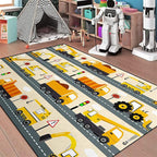 Construction Rug Car Rug Construction Rugs for Boys Room Cartoon Truck Area Rug Construction Play Mat Car Rug for Boys Room Construction Decor for Boys Room 3'×4'