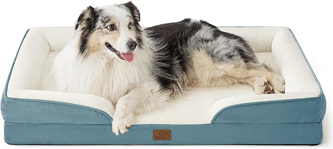 Bedsure Orthopedic Dog Bed for Extra Large Dogs - XL Washable Dog Sofa Beds Large, Supportive Foam Pet Couch Bed with Removable Washable Cover, Waterproof Lining and Nonskid Bottom, Blue