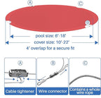 ECOOPTS 12 ft Round Pool Cover for Above Ground Pools, Swimming Pool Cover Protector Winter Safety Cover (Red)