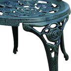 Oakland Living Cast Aluminum Conversation Metal Antique 3 Piece Patio Rose Bistro Set, Verdi Green