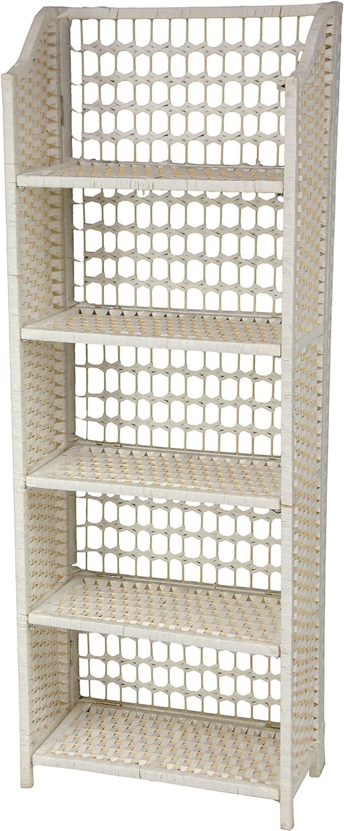 Oriental Furniture 53" Natural Fiber Shelving Unit - White