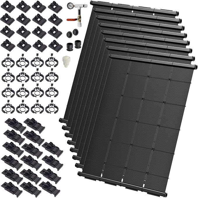 Industrial Grade Solar Pool Heater DIY Kit - Superior High-Wind Strapless Mounting System & Maximum Freeze Resistance (8-4'x10.5' / 336 Square Feet)