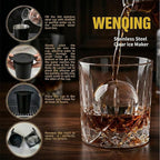 2.5" Clear Ice Ball Maker - Stainless Steel Sphere Ice Mold for Whiskey & Cocktails, Crystal Clear Round Ice Cube Tray with Easy-Release Silicone, Bourbon Gifts for Men, 4 Pack (Black)