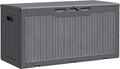 105 Gallon Deck Box Outdoor Indoor Waterproof Storage Box for Patio Furniture, Pool Accessories, Garden Tools, and Cushion Storage, Gray