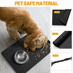 Hubulk Dog Feeding Mat,100% Waterproof Food Grade Silicone Pet Food and Water Bowl Placemat,Dishwasher, High Raised Edge to Prevent Spills,Nonslip Tray to Stop Messes on Floor (24"x16"x0.5", Black)
