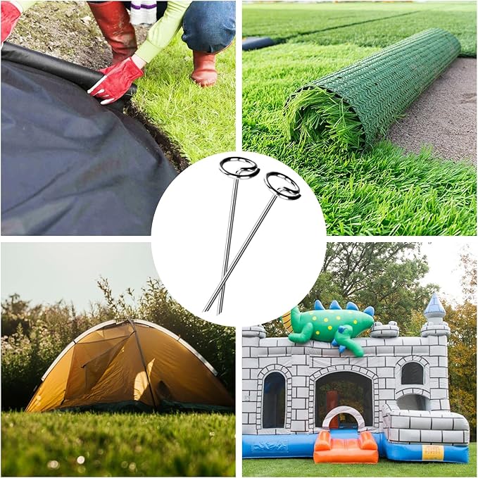 FEED GARDEN 120 Pack Landscape Staples 8 Gauge 6 Inch Galvanized Garden Stakes SOD Pins Yard Lawn Spikes for Plant Cover, Tent, Weed Barrier Fabric, Turf, Inflatable and Outdoor Decoration