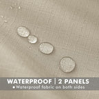 HolidayIdeas 4 Panels Linen Outdoor Curtains for Patio Waterproof Cream Outside Curtains 120 inch Long-Indoor/Outdoor Gazebo Curtains Weatherproof, Privacy for Pergola, Porch, Cabana 54"x120"