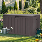 YITAHOME 200 Gallon Double-Wall Deck Box with Divider & Side Handles, Outdoor Large Storage for Patio Furniture Cushions, Garden Pool Accessories, Water Resistant & Lockable