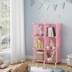 HOMIDEC 6-Cube Storage Shelf, Storage Bookcase Bookshelf with Metal Hammer, Storage Cubes Organizer Cabinet for Kids, Closet, Bedroom, Bathroom, (11.8x11.8x11.8 inch), Light Pink