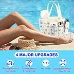 Fammart Mesh Shower Caddy Portable for College Dorm Room Essentials, Odorless Polyester Large Shower Tote Bag with Dual Handles, 8-Pocket Quick-Dry Toiletry Organizer for Travel, Beach, Camping, Gym