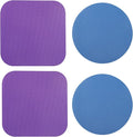 LUTER 4pcs Jar Opener, Rubber, Multi-function Silicone Bottle Opener for Seniors with Weak Hands Lid Cap Gripper Pads Kitchen Coasters Gadgets(blue round +purple square)