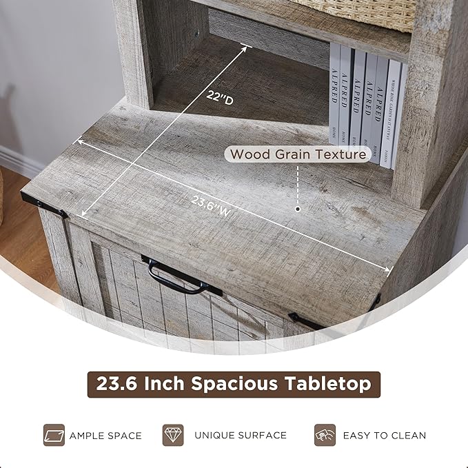 RedLemon Bookcase with 2 File Drawers, 72" Tall Farmhouse Bookshelf with Storage and Adjustable Shelves, 4 Tier Rustic Wood Bookshelf with Cabinet for Home Office, Living Room (Light Rustic Oak)