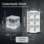 KitchFort® Large Silicone Ice Cube Tray (2-Pack) - 2" Big Ice Mold with Lid | Easy Release, Cocktail, Whiskey Ice Cubes Mold - Food Grade - Ice Cube Trays for Freezer - Stackable Silicone Ice Tray