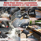 KITCHEN PERFECTION Silicone Griddle Grill Gloves Heat Resistant Oven Mitts | Waterproof, 5-Finger Design For A Better Grip, Best Griddle Grilling Accessories, Compatible with Blackstone, Weber & More