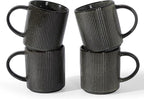 famiware Coffee Mug Set for 4, Star 16 oz Catering Mugs Cup Set with Handle for Coffee, Tea, Cocoa, Milk - Ceramic Stoneware Drinkware Set, Deep Forest