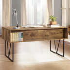 Coaster Home Furnishings Analiese Rustic 63-Inch 4-Drawer Home Office Computer Writing Desk Study Table with Storage Engineered Eco-Friendly Wood Look Laminate Sturdy Steel Base Rustic Nutmeg 800999