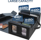 Trading Card Storage Box for MTG, card storage box with Commander Display，Multi-purpose Deck Case for MTG TCG Sports Card, 4 Toploaders, 4 Stoppers, 4 Colorful Dividers (Black & Grey)