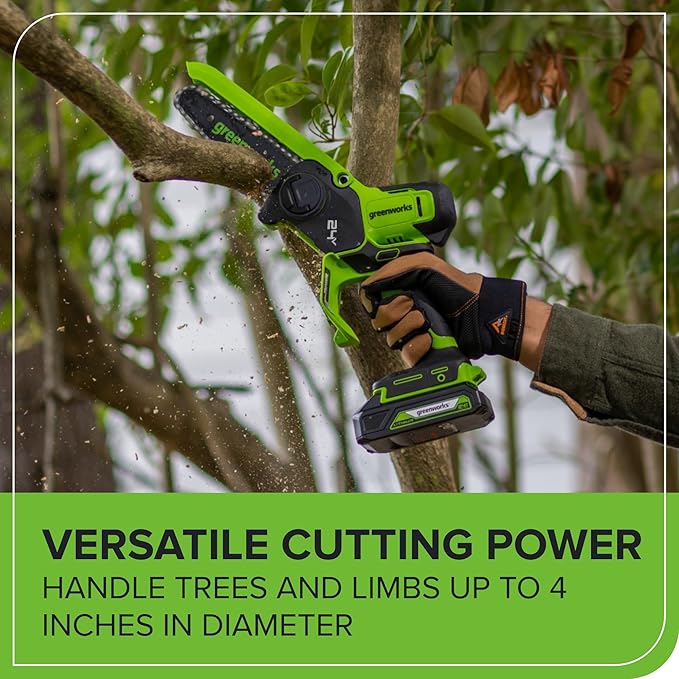Greenworks 24V 6in BL Pruning Saw w/Auto Oiler, (1) 2.0Ah Battery & 2A Adapter Charger