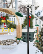 iBorn Metal Bird Feeder for Outside Hanging,Wild Bird Feeders for Cardinal,18cm Large Roof&Green,42CM Long,4.5lb High-Capacity(Seed is not Included)
