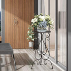 2 Pack Plant Stands Indoor Outdoor, Metal Flower Pot Holder 22.5 inch Tall, Heavy Duty Pedestal Plants Stand for Patio Garden Porch Corner Balcony, Brown