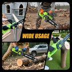 12 Inch Cordless Brushless Electric Chainsaw, 2 × 4.0Ah Batteries & Auto Oiler Security Lock, 42 FT/S Powered Compact HandHeld Chain Saw, for Tree Trimming, Wood Cutting Garden, Pruning