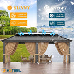 HOTEEL 12x20 Gazebo with Metal Roof Heavy Duty Hardtop Gazebo with Flame-Retardant Curtain & Netting, Hot Tub Gazebos with Metal Double Roof, Outdoor Canopy for Patio, Party, Brown(2025 Pro)