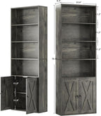 IRONCK Industrial Bookshelves and Bookcases with Doors Set of 2 Floor Standing 6 Shelf Display Storage Shelves 70 in Tall Bookcase for Home Office, Living Room