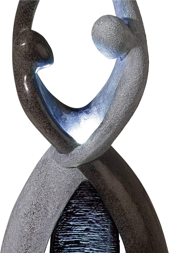 Dancing Couple 57" High Large Modern Indoor Outdoor Decor Faux Stone Floor Fountain with Light LED Standing Waterfall Tall Water Feature for Outside Garden Patio Yard Backyard Porch - John Timberland