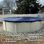 12’ ft. Premium Round Pool Winter Cover for Above Ground Pools – 10-Year Warranty, Cold and UV Resistant, Weatherproof and Durable, Winch & Cable Included