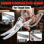 Stainless Steel Poultry Shears, Hardened Blades, Safety Lock | Heavy Duty Kitchen Shears for Food with Nutcracker and Fish Descaler; Spring-Loaded to Cut Chicken, Turkey, Meat and Bone