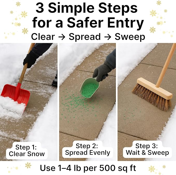 Thawtful Pet Safe Ice Melt – Pet Friendly Ice Melt, Snow Melt – Green Granules with CMA, Melts to −12°F (−24°C) - Driveway Salt & Sidewalk Salt for Ice (20 qt. - 42.6 lb.)
