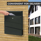 Wall-Mount Mailbox with Lock and Keys, Drop Box for House Outside, Locking Security, Rust-Proof Mail Box with Newspaper Compartment, 14.57 x 14.57 x 4.33 Inch, Dark Grey, MD021 X-Large