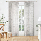 Pinch Pleated Floral Linen Curtains, 72 Inch Wide by 90 Inch Long Printed Curtains for Privacy Light Filtering, Suitable for Living Rooms and Sunrooms.2 Panels
