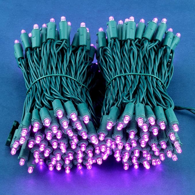 200 Count Pink Wide Angle LED Christmas Lights, 66 ft Green Wire UL Certified Commercial Grade 5mm Holiday String Light Set (Pink)