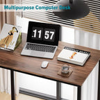 SINPAID Small Computer Desk 31.5 inches Desk for Small Spaces Sturdy Home Office Desk Modern Gaming Desk Study Writing Laptop Table, Brown