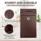 Yaocom Metal Money Box,Brown,10.24 x 5.71 x 2.95 Inch,No Lid | Wall Mounted Drop Donation Cash Box for Farm Stand Collection Safe Suggestion Box with Lock Container for Home Office Outdoor