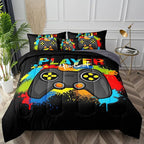 Gamer Comforter Set Gaming Twin Size,Video Game Controller Comforter for Boys Kids Adult 3D Gamepad Microfiber Bedding Sets 5 Pieces Bed in A Bag Sets30019,Twin