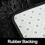 Super Soft Fluffy Shaggy Rugs 6x9 Feet for Living Room Bedroom, Fuzzy Plush Area Rugs for Girls Kids Room Nursery Home Decor, Furry Dorm Rug Cute Non-Slip Indoor Floor Carpet, Black