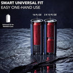 Stack'Em Patented Double Can Cooler Insulator - Holds Two 12 oz Cans - Stainless Steel Stackable Thermocooler - Reusable Drink Holder for Beer, Seltzer, Soda, Energy Drinks (Black)