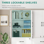 YITAHOME Wood File Cabinets, Heavy Duty Garage Tool Cabinets with Doors & Adjustable Shelves, Big Storage Filing Lockers for Home Office, Living Room, Pantry, Gym, Basement, Warehouse, White