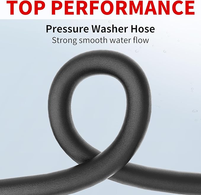 Pressure Washer Hose 125FT, 4800PSI High Tensile Wire Braid Kink Resistant Power Washer Extension Hose, 3/8" Flexible Replacement Hose with 3/8 Quick Connect