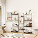 Panana Triple 4 tier bookshelf, Industrial Bookcase with 11 Open Display Shelves Wide Book Shelf Book Case with Metal Frame for Living Room Home Office (Black)