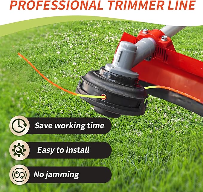 12 Pack String Trimmer Line Compatible with Ego String Trimmer 0.095" 168FT Weed Eater String Pre-Cut Dual Color Fast-Positioning Triangular Twisted Trimmer Line Universal Fit Weed Wacker String