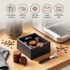 SelfTek Coffee Knock Box - Silicone coffee grounds container with Tamper Stand & Cleaning Brush Non-Slip Base & Handle, Easy Clean, Essential Coffee Maker Accessories