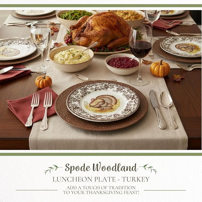 Spode – Woodland – Turkey Luncheon Plate - Brown/White