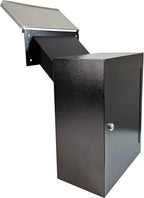 Through-the-Wall Locking Mailbox with Anti-Fishing Chute | Heavy-Duty Steel Mail Drop Box with Rainproof Cover & Adjustable Sleeve for Homes, Offices & Apartments, Black