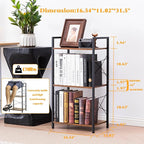 HCHQHS Small Bookshelf, Adjustable 3-Tier Industrial Bookcase, Rustic Open Book Shelf, Wood and Metal Horizontal Bookshelves