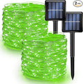Dazzle Bright 2 Pack Solar String Lights Outdoor, Total 80FT 240LED St. Patrick's Day Waterproof Fairy Lights 8 Modes, Copper Wire Lights for Christmas Patio Party Yard Decoration (Green)