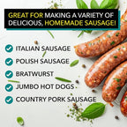 The Sausage Maker® Natural Hog Sausage Casings 32-38mm, Edible Casing For Sausage Making, Stuff Over 25 Lbs Meat, Breakfast, Italian, Polish, Bratwurst, Hot Dog, Pork Links, 1.2-1.5" Dia, Home Pack-1