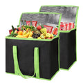 2-Pack Insulated Reusable Grocery Shopping Bag, X-Large, Black-Green | Insulated Food Delivery Bag, Commercial Catering Food Warmer, Tote Cooler Bag, Heavy Duty, Thermal/Frozen Food Storage Picnic